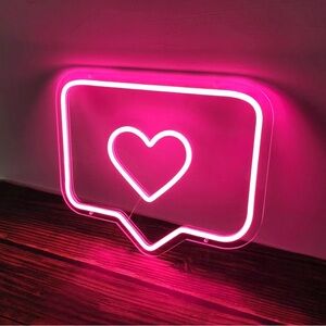 Lily & Faye Pink Text Heart Neon Sign LED Neon Light USB Powered Neon Signs new